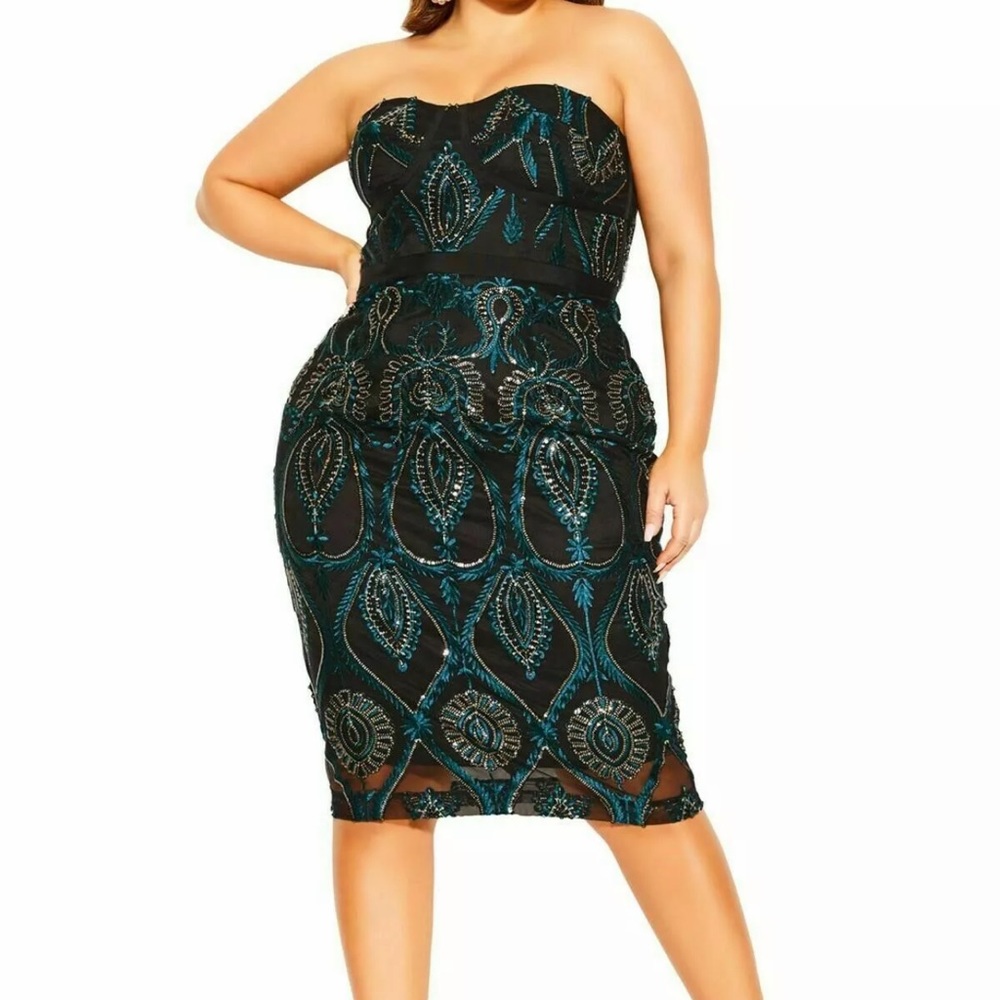City Chic Embroidered Sequin Dress XL/22